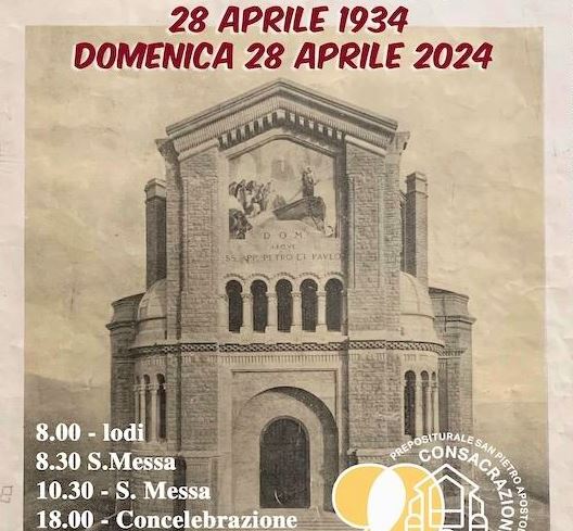 Immagine che raffigura 90° ANNIVERSARIO DELLA CONSACRAZIONE DELLA NUOVA PREPOSITURALE DI PONTE SAN PIETRO
